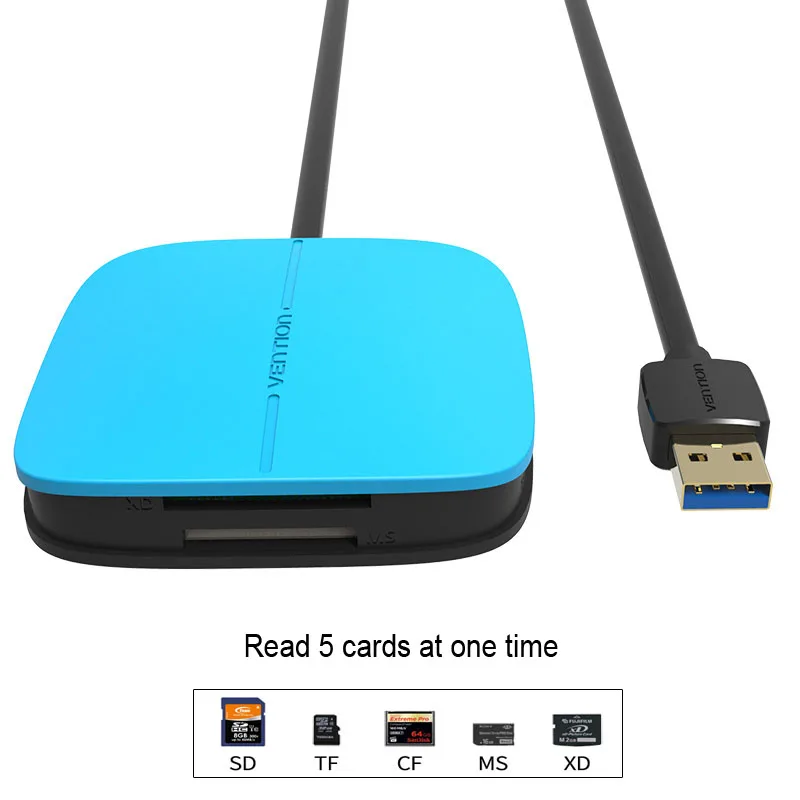 Vention USB 3,0 кард-ридер SD CF MS XD Micro SD TF кард-ридер высокоскоростной мульти внешний смарт-ридер для компьютера