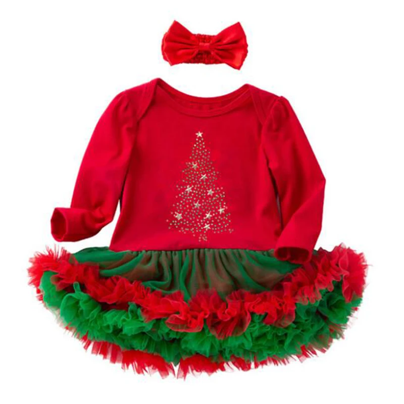 Рождественские платья для маленьких детей одежда Эльзы и Анны для маленьких девочек 1 год комбинезон на день рождения набор с платьем-пачкой для маленьких девочек праздничное платье - Цвет: Red