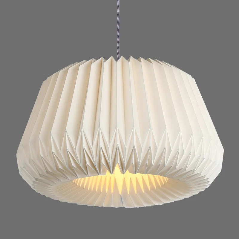 Modern Handmade Paper Lampshade Hanging Light E27 Nordic Creative White Lighting Fixture Dining Room Bedroom Pendant Lamp PL578