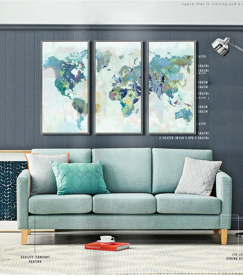 Мировая индикация плана местности современный Северный плакат картина панно из 3 частей искусство Гостиная Спальня Декор Поп Арт вертикальный прямоугольник