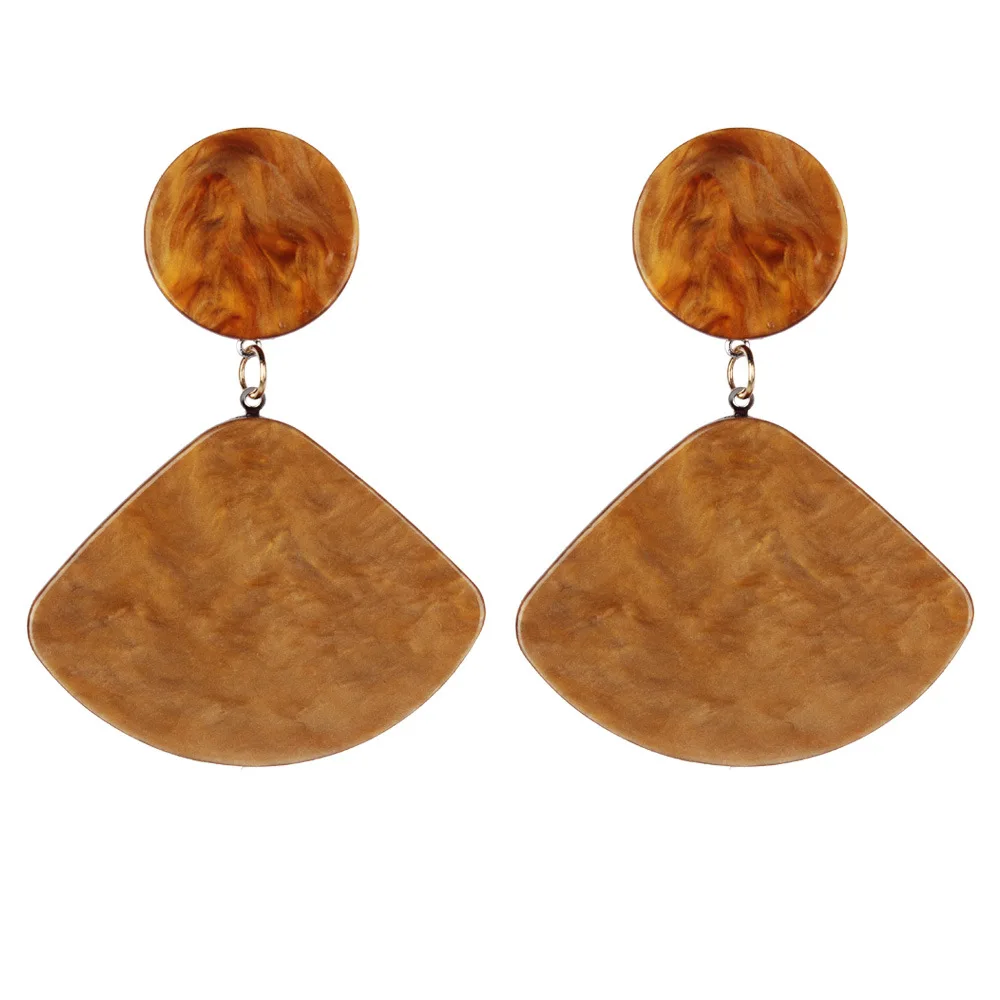 

2019 New Arrive Drop Earrings Hit Color Fan Shape Acetate Plate Handmade Dangle Earrings For Women Fashion Jewelry