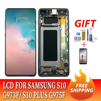 

100% Original Amoled LCD Display with Frame for SAMSUNG Galaxy S10 G9730 Display S10+ Plus G9750 Touch Screen Digitizer