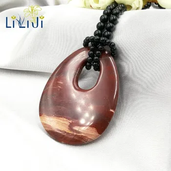 

Lii Ji Natural Jasper,Rhodonite Pendant Black Agate Long Necklace