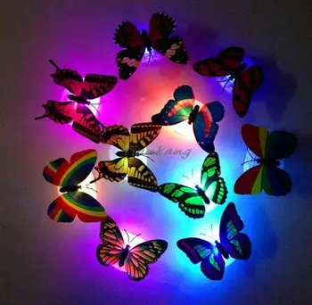 

Hot 5pcs Profeesioanl 7 Color Changing Butterfly LED Night Light Lamp with Suction Pad Home Romantic Decor