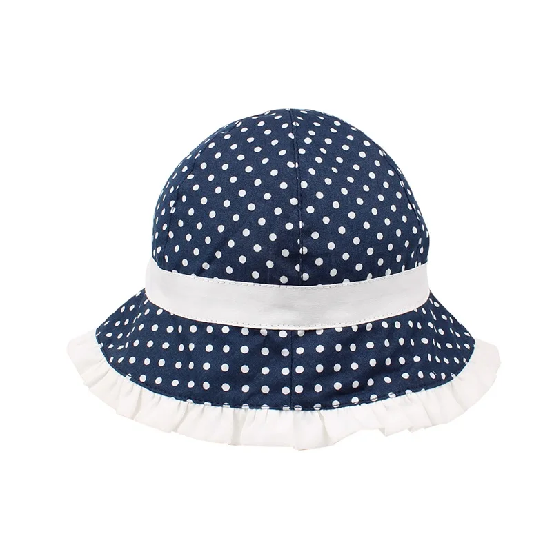 Bow Dots Baby Girls Hat Polka Panama Summer Sun Hat Cotton Cute Baby Bucket Hat For Girls Lace Princess Cap Baby Girls Clothing (3)