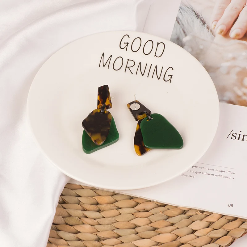 Vintage Long Acrylic Acetic Resin Earrings for Women 2019 Big Geometric Dangle Drop Earings for Girls Fashion Jewelry New Brincos (5)