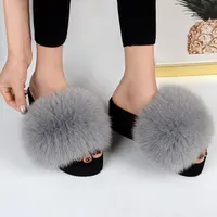 25 Colors Women's Furry Slippers Ladies Cute Plush Fox Hair Fluffy Slippers Women's Fur Slippers Summer Warm Slippers for Women - Image 2