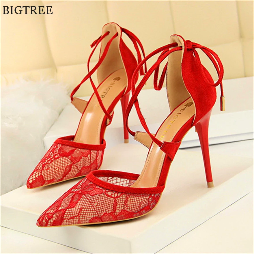 mesh pointed toe heels