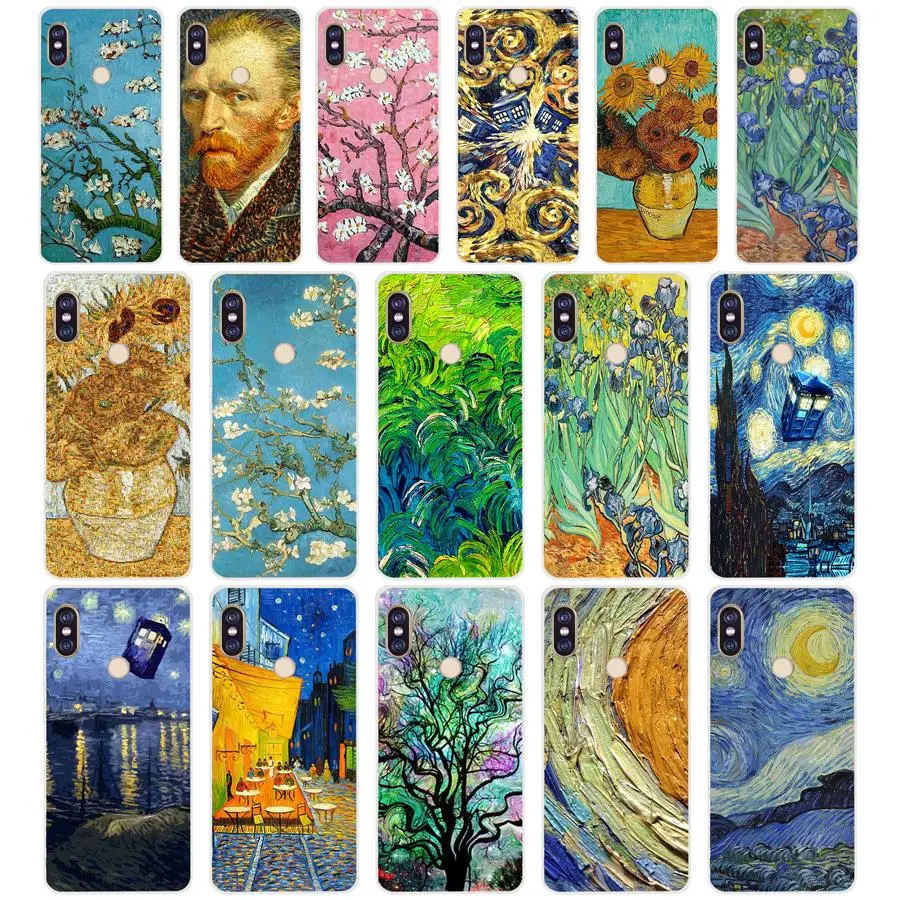 

81G Van gogh painting Soft TPU Silicone Cover Case for xiaomi redmi 5 plus note 5 pro mi 8
