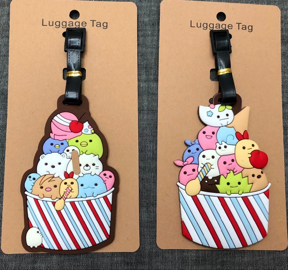 Fashion Sumikko Gurashi Suitcase Luggage Tag Cute Cartoon ID Address Holder Baggage Label Silica Gel Identify Travel Accessories 4