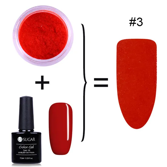 Color 3 Ur Sugar 1 коробка бархатный блеск для ногтей порошок и 7,5 мл Гель-лак красочный Гель-лак для нейл-арта УФ Гель-лак для ногтей Базовое покрытие верхнее покрытие набор - Цвет: Color 3