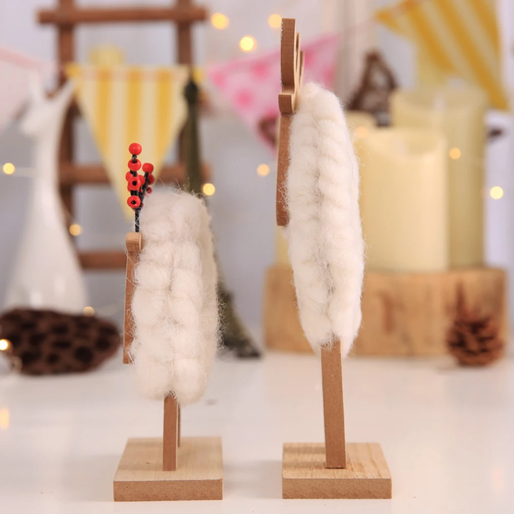 Рождественское украшение белый шерстяной войлок игрушечный олень детский подарок настольные деревянные украшения