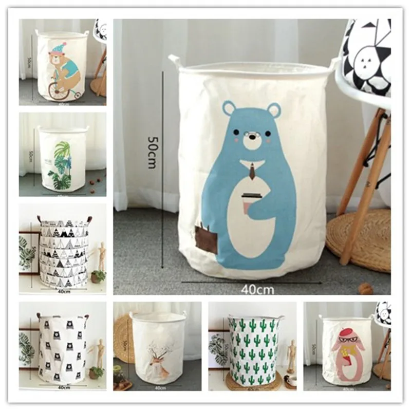 للطي 50*40 سنتيمتر سلة الغسيل الكرتون الدب تخزين برميل القطن الكتان للماء الملابس القذرة سلة لعب سلة التخزين/أكياس