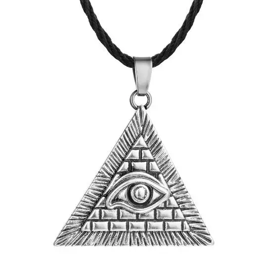Silver 50 шт./лот всевидящих Evil Eye Иллюминаты кулон Цепочки и ожерелья Египетский Египет Пирамида античный серебряный шарм Цепочки и ожерелья масоном масонской - Окраска металла: Silver