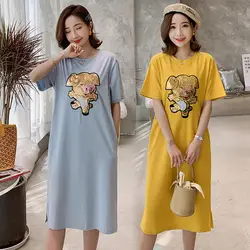 Летнее платье для беременных с рисунком из мультфильма, футболка с короткими рукавами, новинка 2019 года, летнее модное платье, свободный для