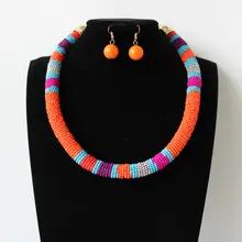 Колье ручной работы с бусинами для женщин, ожерелье из бисера, серьги, ювелирный набор, подарок для нее