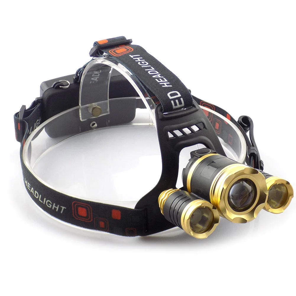 Powerful 3*T6 LED Headlamp Zoomable Focus Frontale LED Head Lamp