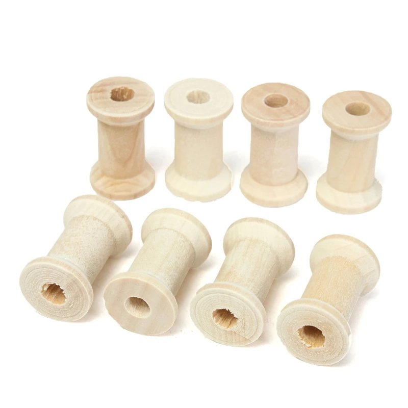 

New Practical 20pcs/Set Vintage Style Wooden Bobbins Spools Reels Organizer for Sewing Ribbons Twine Wood Crafts Tools
