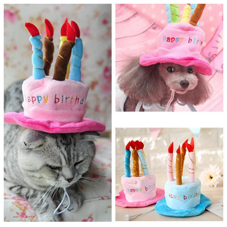 Милые животные, собака, кошки, шапки ко дню рождения, регулируемые вельветовые цветные свечи, маленькие/средние шляпы для собак, щенков, кошек, косплей, костюм, головные уборы
