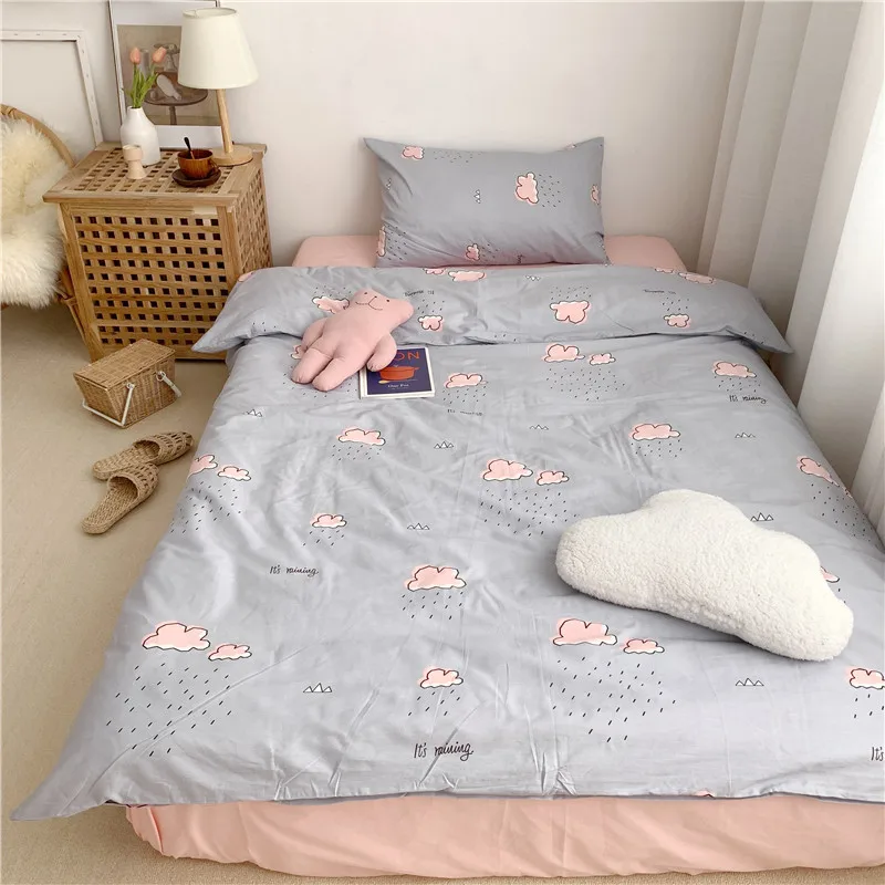 Multi color bedding Queen Twin size Duvet Cover 100%Cotton Bedding Set for Kids Youth Ultra soft bedsheets linen fitted sheet