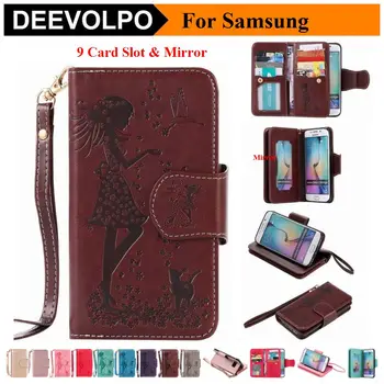 

DEEVOLPO 9 Card Slot Leather Covers For Samsung S8 Plus Note 8 J330 J530 J730 J3 Prime J5 2016 J7 2017 A310 A320 A510 A520 DP06G