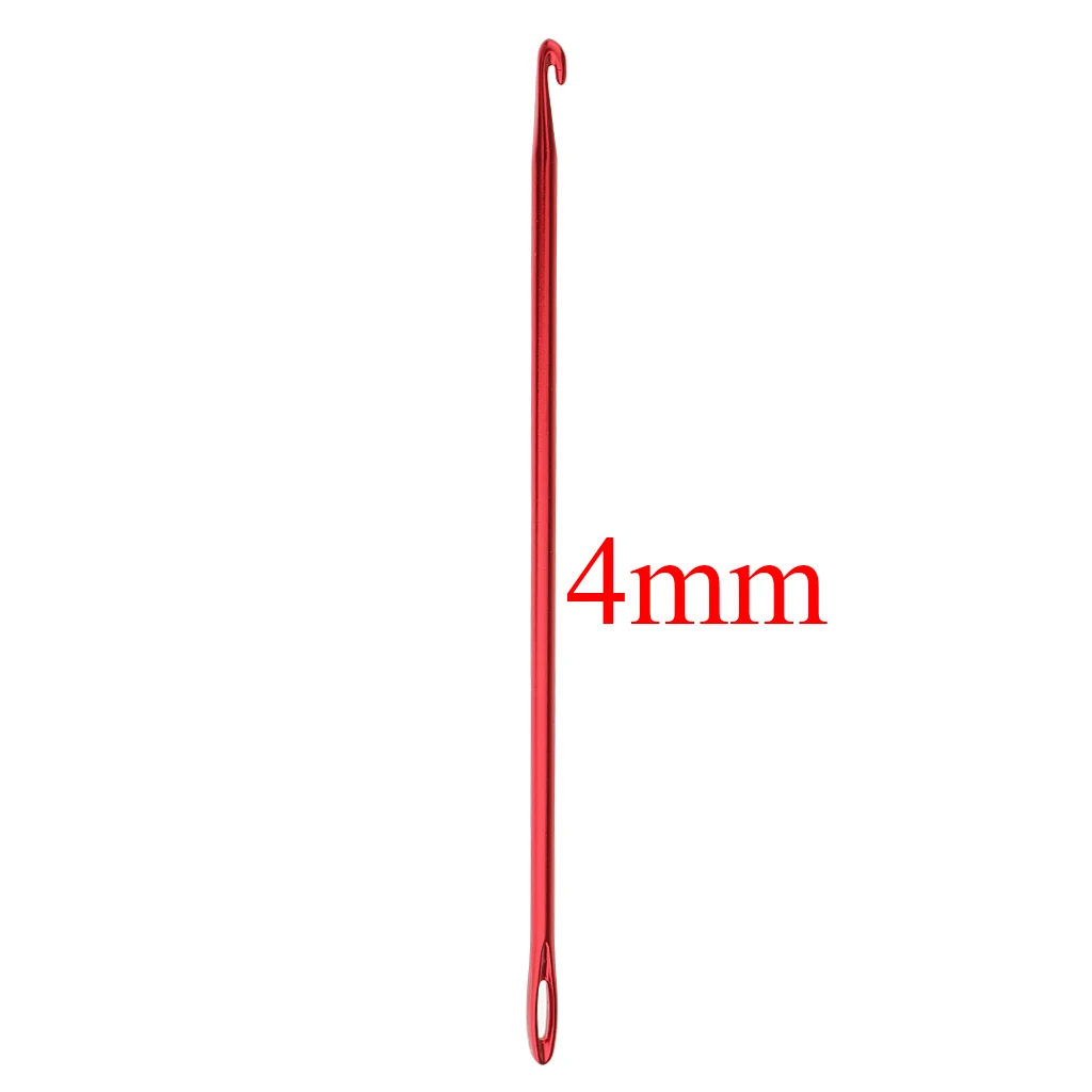 Afghan Aluminium Crochet Hook Knitting Needle Hand Knit Tool With Threading Hole