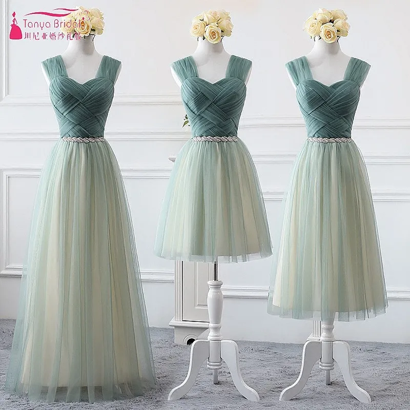 Dress For Wedding Party 2018 Bridesmaid Dresses Vestido de festa sage Green Tulle Formal Prom Gown Bridesmaids Dress DQG444