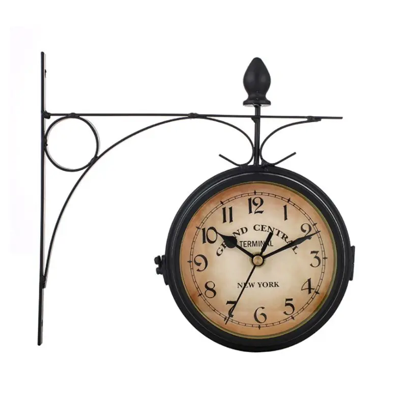 Классические настенные часы в европейском стиле, двухсторонние винтажные Ретро Декор для дома и офиса