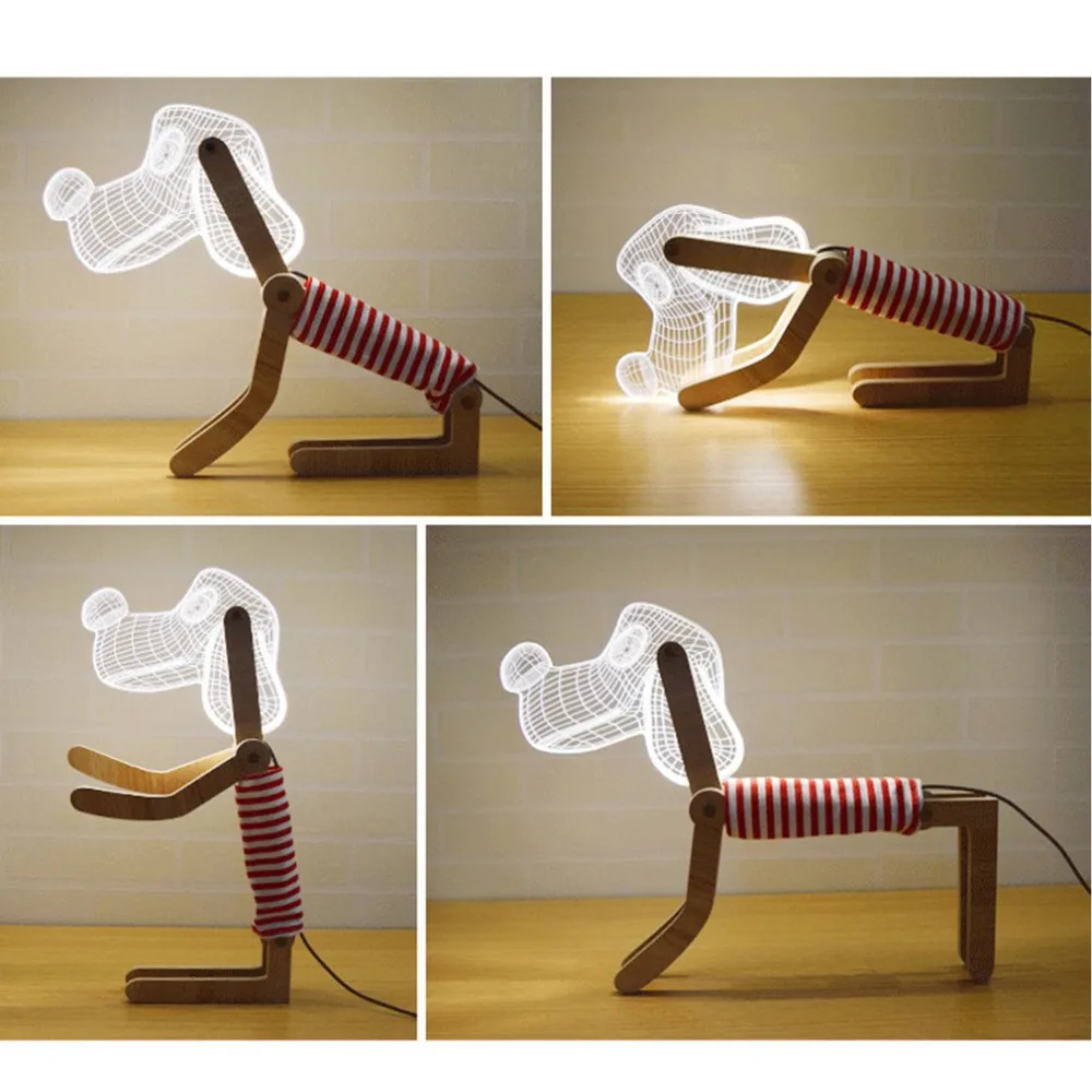 

3D New Special Gift Dog Shap Lamp LED Nightlight Valentine Couple Decoration Atmosphere Around The Bedside Lamp US Plug/ EU Plug