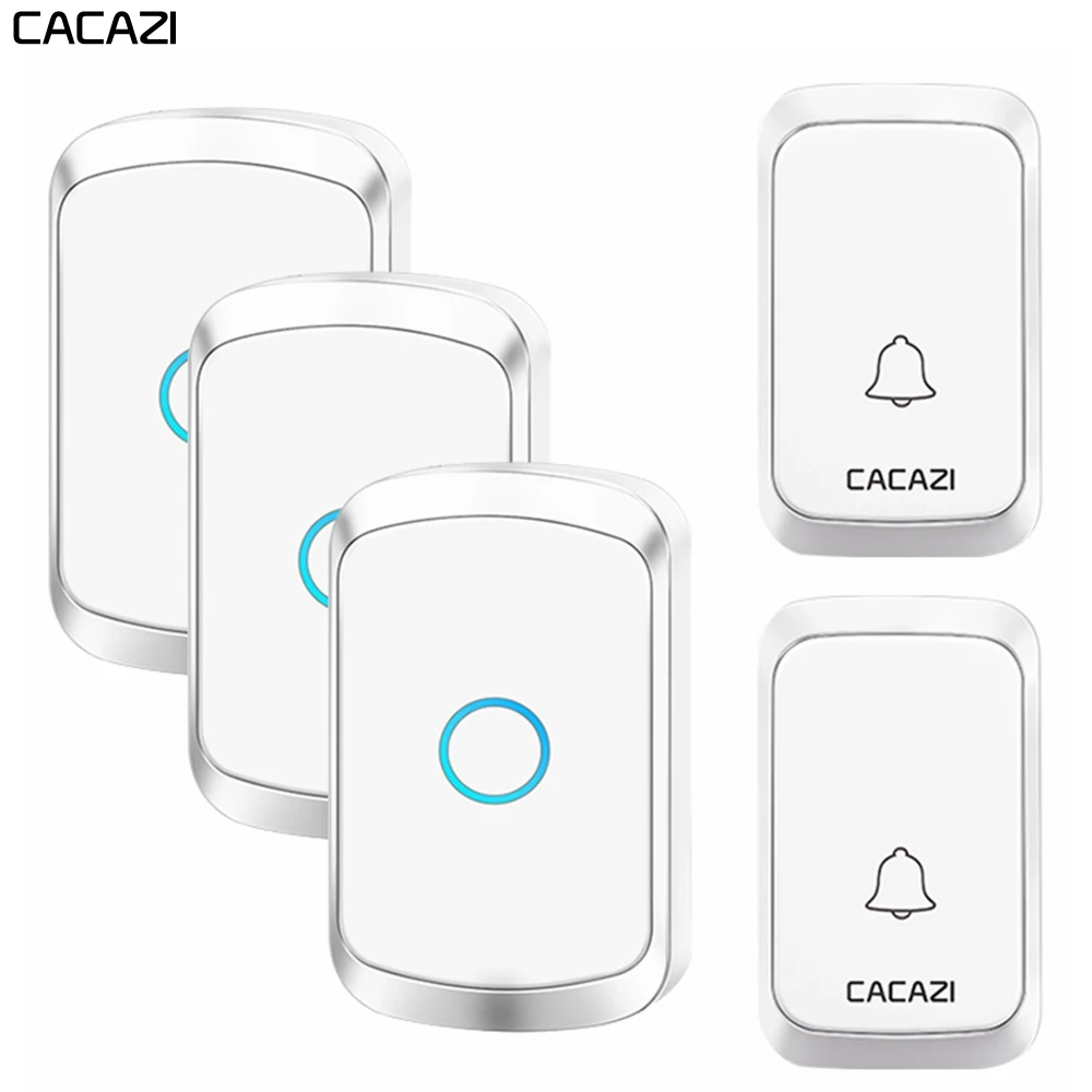 

CACAZI Wireless Door Bell Waterproof Battery 2 Transmitter 3 Receiver US EU UK AU Plug Home Bell Wireless Chime Ring Bell