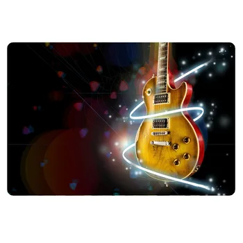 

Home Decor Design Retro Life Style Hat Clock and Mustache Vintage Picture Printed Doormat Rock Guitar Music Punk Tapetes