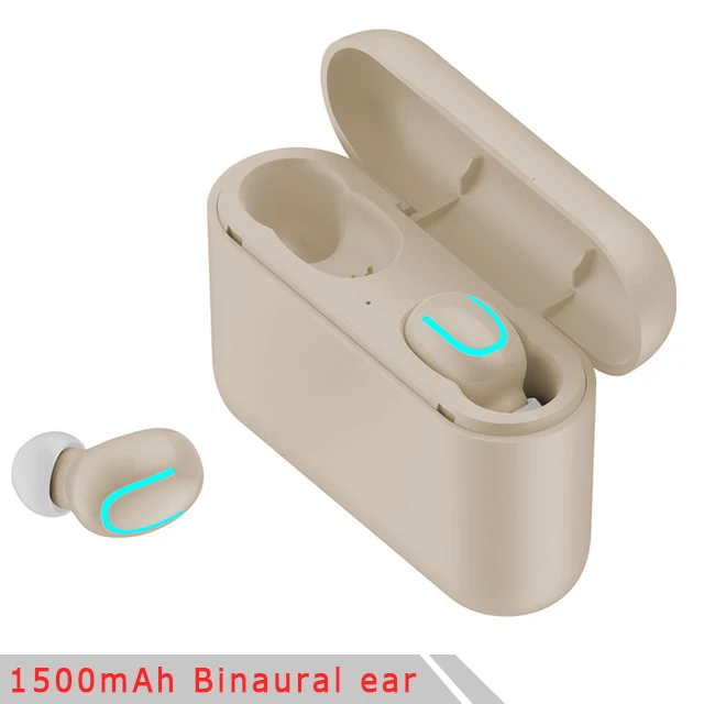 Bluetooth 5,0 наушники TWS мини Беспроводные спортивные наушники гарнитура стерео наушники с усиленными басами с зарядным устройством 1500 мАч power bank - Цвет: skin Binaural ear
