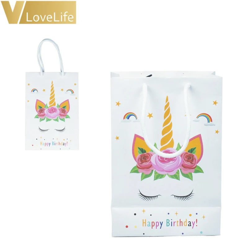 

Unicorn Gift Bags Wrapping Supplies Kraft Paper Bag Sweets and Candy Bar Packing Pouches Birthday Party Decoration