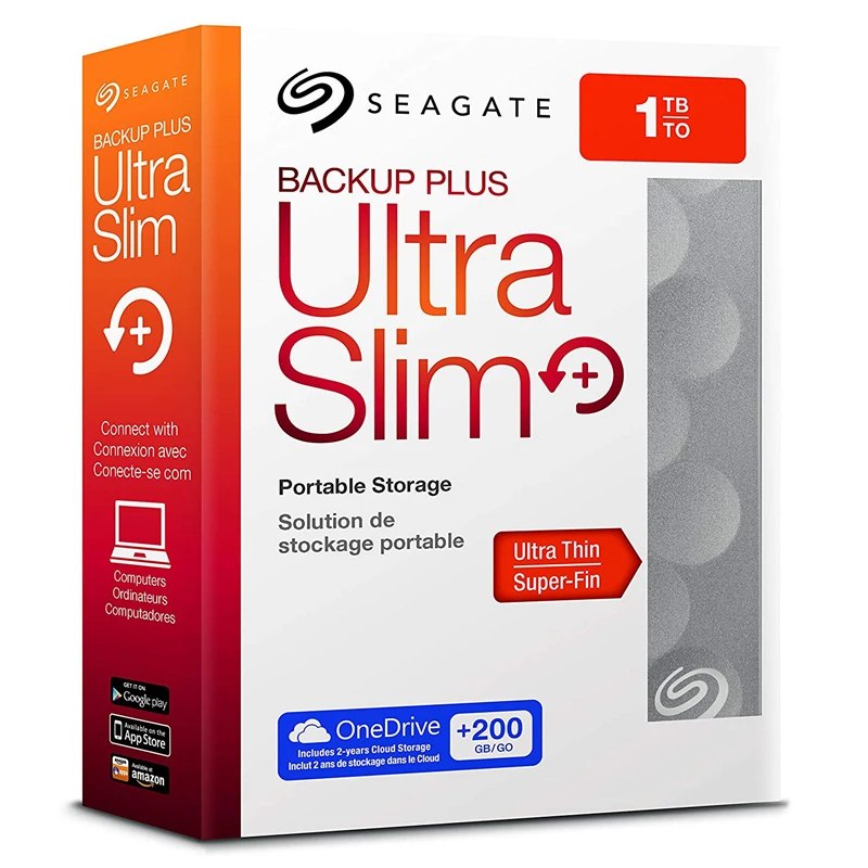 Seagate Backup Plus Ultra Slim 1 ТБ 2 портативный HDD внешний жесткий диск USB 3 0 Platinum 9 6 мм