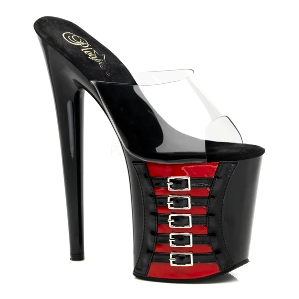 Unique 8 Inch Stripper Shoes 20cm High-Heeled Platform Buckle Women Slides Shoes Ultra High Quality Clear High Heel