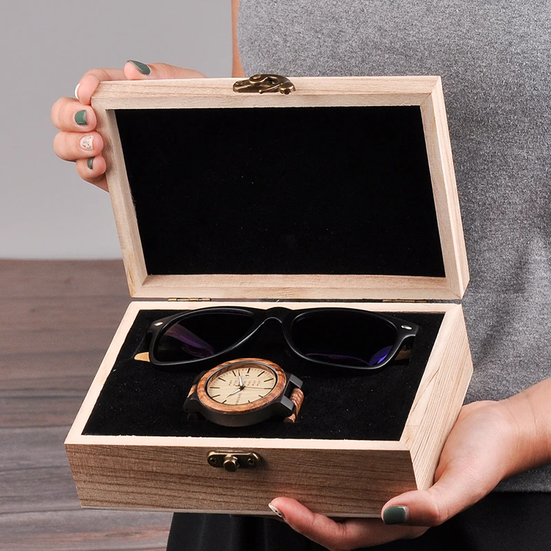Бобо птица классический для мужчин пользовательские деревянные часы и деревянные солнцезащитные очки костюм подарок набор в подарочной коробке