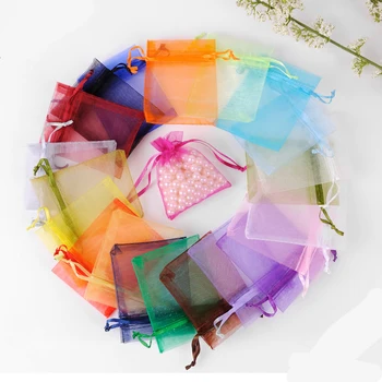 

Hurry up !!! 50pcs/lot 11x16cm Mixed Color Organza Bags Christmas Wedding Favor Gift Bags Tulle Jewelry Candy Pouches Cheap Sale