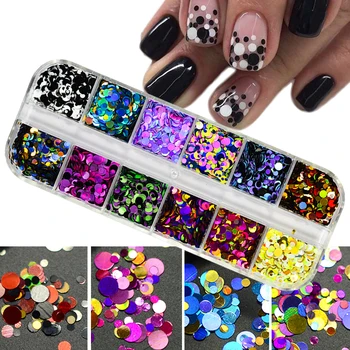 Ur Beautiful 1Set Ultrathin Sequins Nail Art Glitter Mini Paillette Colorful Round