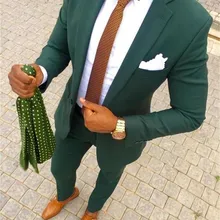Зеленая Свадебная одежда для жениха из двух частей зазубренный нагрудный Свадебный костюм на заказ(куртка+ штаны