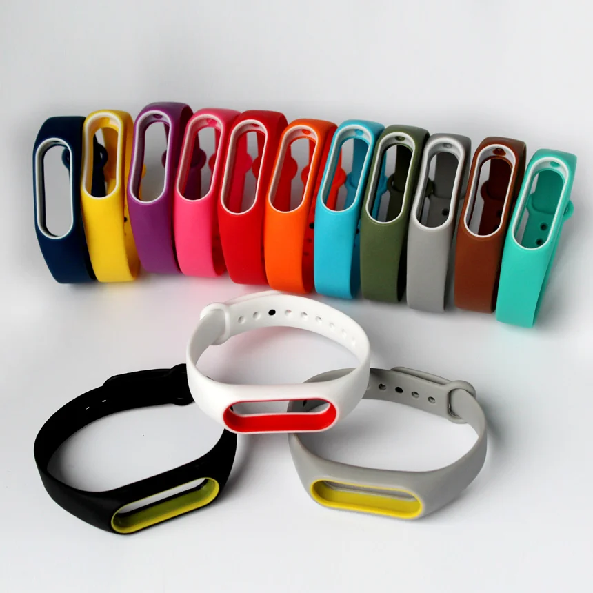 

Colorful Silicone Wrist Strap Bracelet Double Color Replacement Watchband Cases For Original Miband 2 Xiaomi Mi band Wristbands