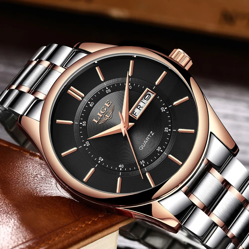 Relogio Masculino LIGE Mens Watches Top Brand Luxury Men's Military Waterproof Sports Watch Men's Stainless Steel Quartz Clock