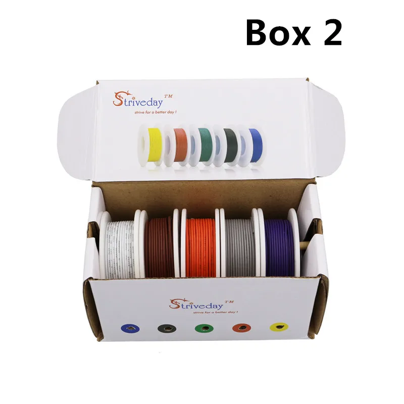  50m UL 1007 24AWG 5 color Mix box 1 box 2 package Electrical Wire Cable Line Airline Copper PCB Wir