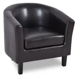 Привлекательное коричневое кожаное кресло из искусственной кожи кресло с подушечки высокого качества Современная, для клуба твердая