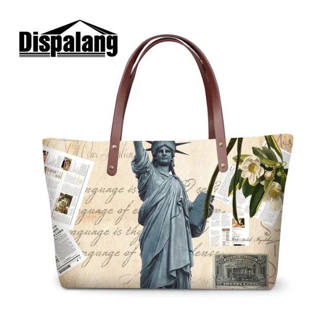 Statue Of Liberty Printed Women Tote Bag Flower Handbags Statue Of Liberty Printed Women Tote Bag Flower Handbags For Working Shoulder Office