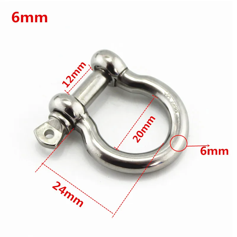 

5pcs M6 304 Stainless Steel Screw Pin Anchor Shackle Bow Rigging European Style