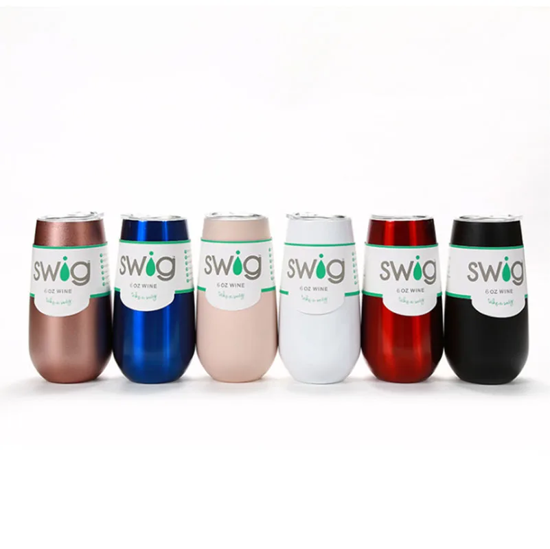 

Swig Wine Cup Champagne Beer 9/6oz With Lid Thermos Stemless Flute Rose Gold Stainless Swig Tumbler Mug Vacuum Flask Insulated