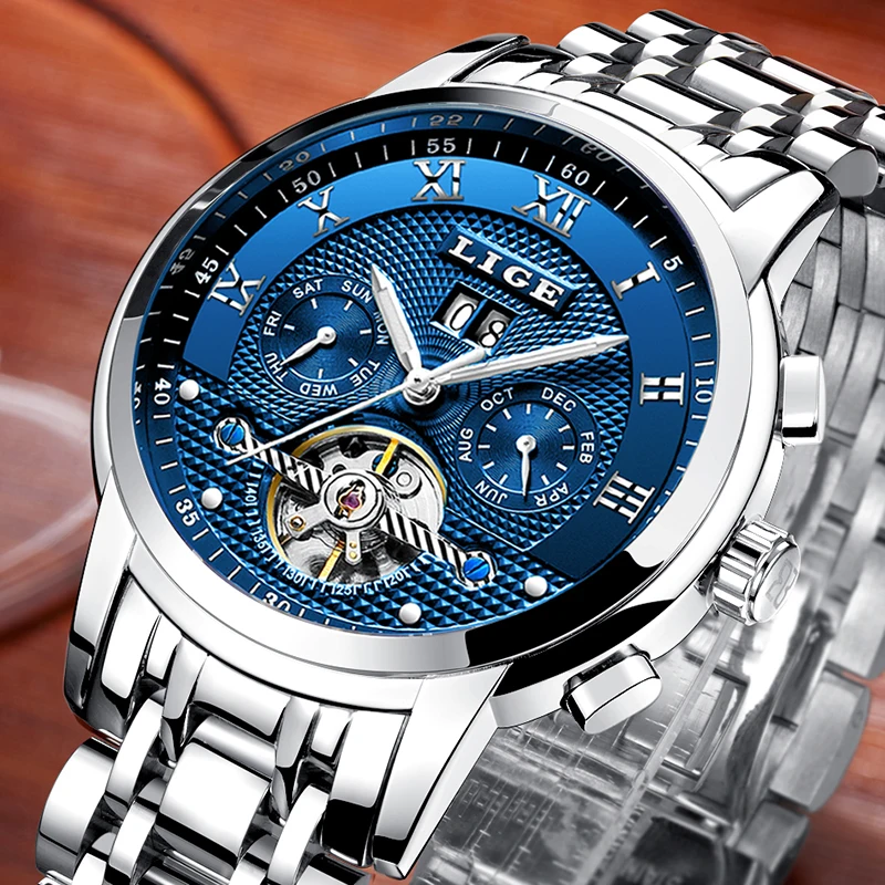 ييج رجال كبار الساعات العلامة التجارية الفاخرة التلقائي الميكانيكية ووتش الرجال الصلب الكامل الأعمال للماء الرياضة الساعات Relogio Masculino