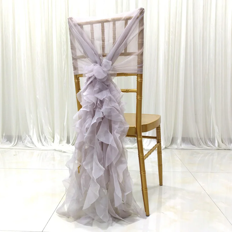 

Gauze Chair Back Sash Chair Organza Decor Band for Wedding Banquet H99F