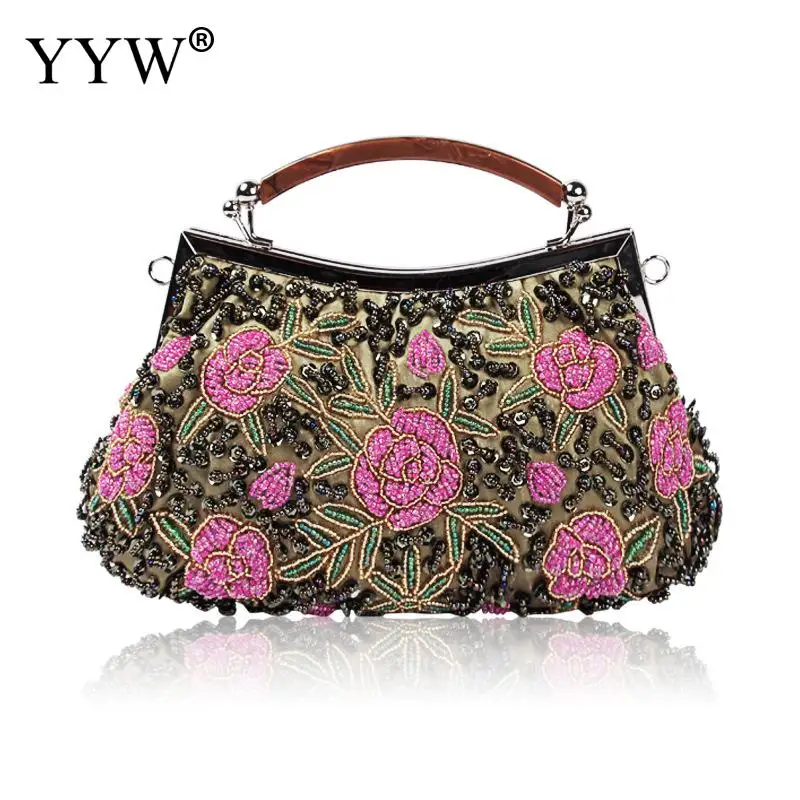 

Flower Crystal Evening Bag Clutch Bags Clutches Lady Wedding Purse Rhinestones Wedding Handbags Silver/Gold/Black Evening Bag