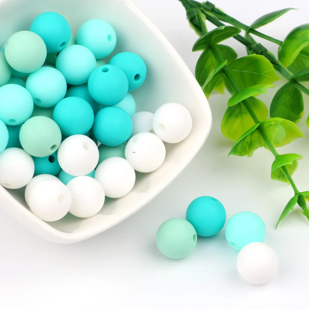 

TYRY.HU 15mm 10pc Baby Chewable Food grade Silicone Beads Teething Pacifier Chain BPA Free DIY Necklace Holder Accessories Gifts